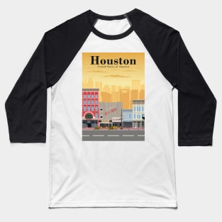 Houston travel poster in a vintage and minimal retro style Baseball T-Shirt
